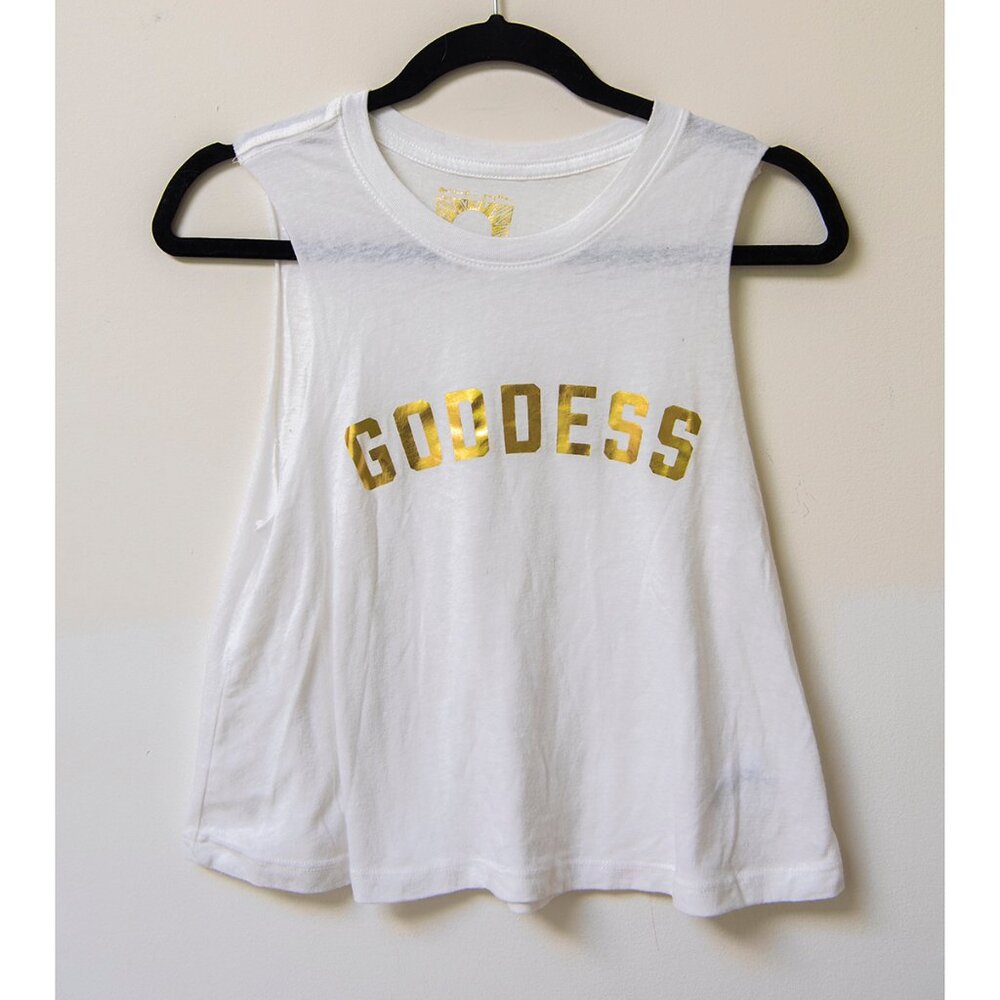 NWOT Spiritual Gangster Cropped Muscle Tank GODDESS Top White XS